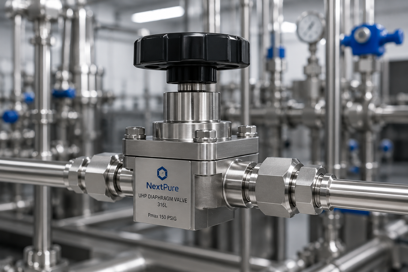 Ultra-high-purity diaphragm valves