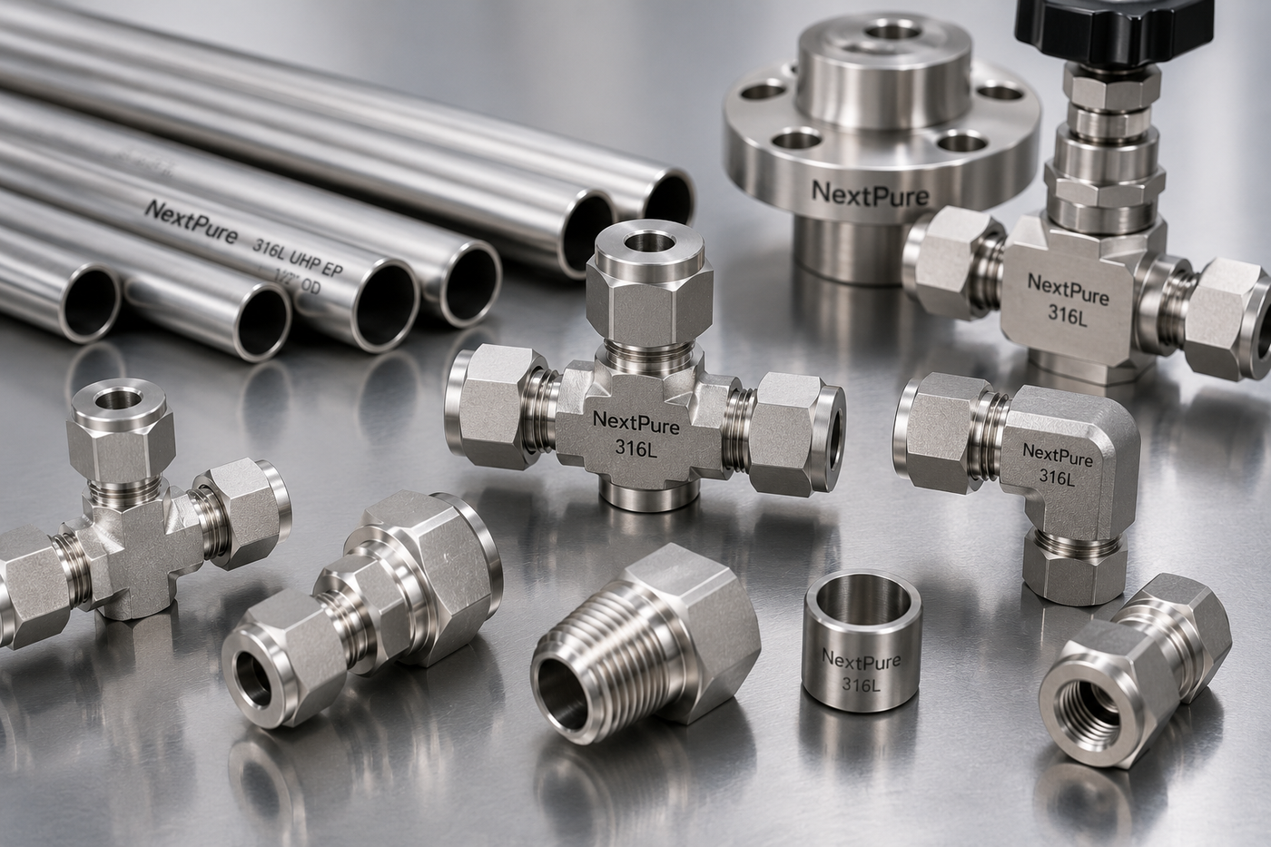 Electropolished tube fittings and tubing