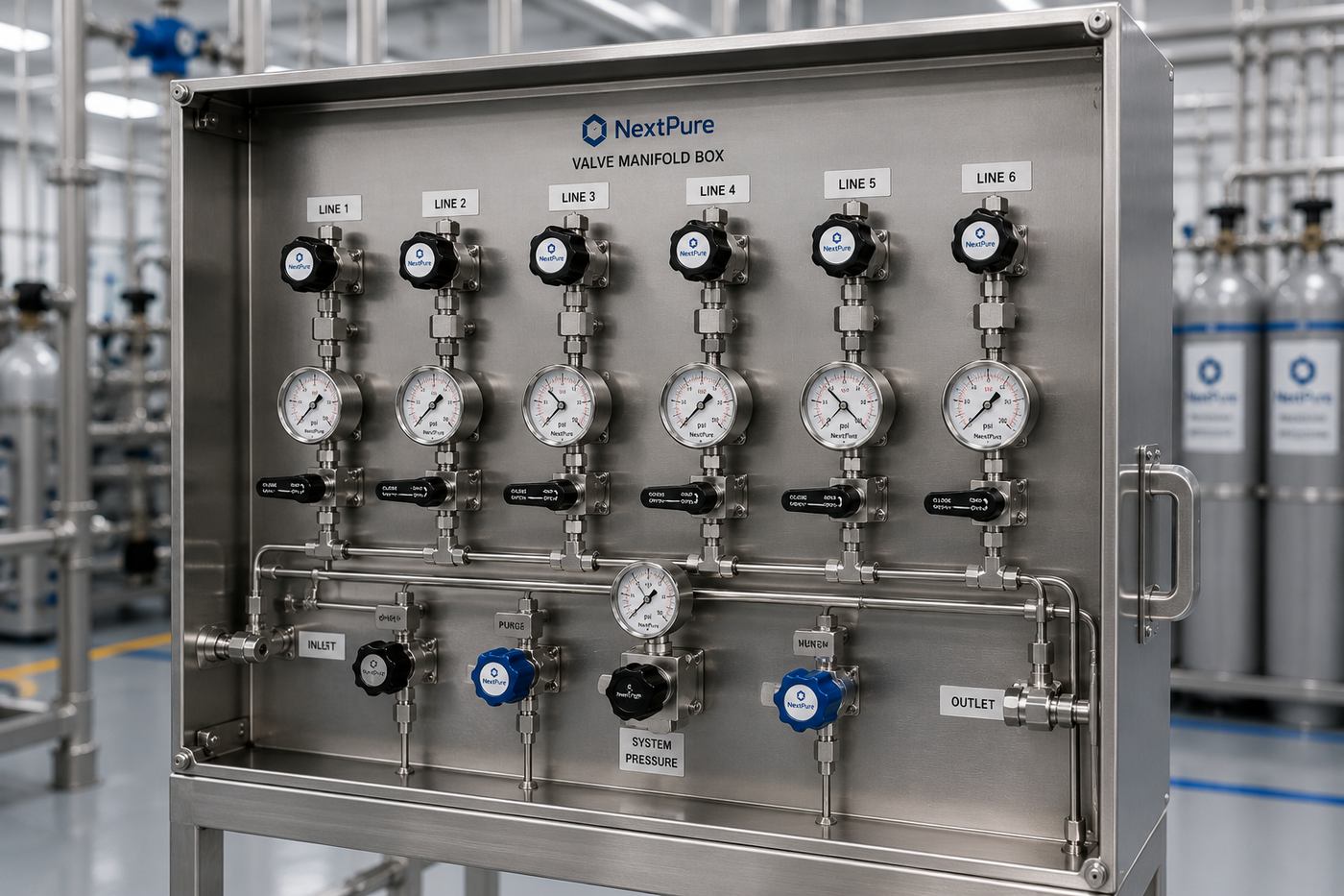 Valve manifold box for multi-branch gas distribution
